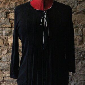 Black Cardigan with Tie Collar